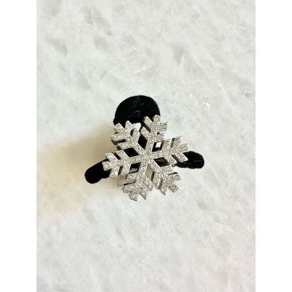 Black and silver rhinestone sparkly snowflake hair claw - Picture 1 of 3